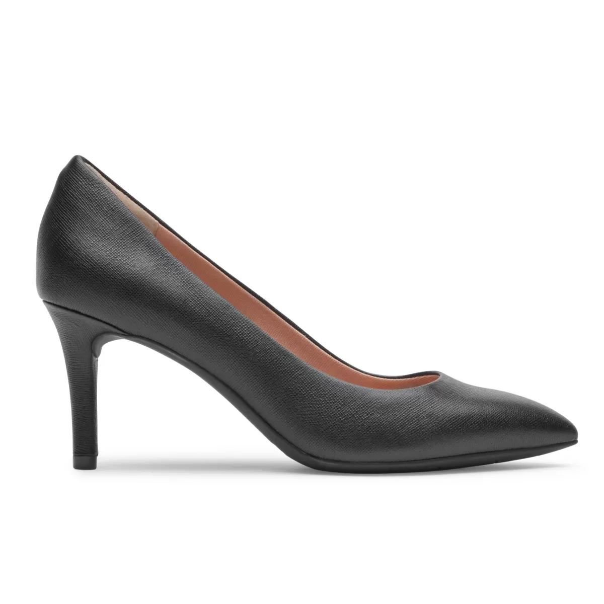 Saltos>Rockport Salto bico fino feminino Total Motion 75mm Couro com textura preta