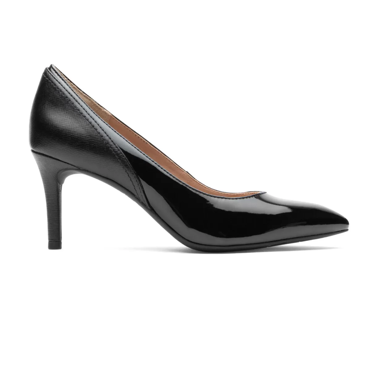 Saltos>Rockport Salto remendado feminino Total Motion 75 mm Sintético Preto Patenteado