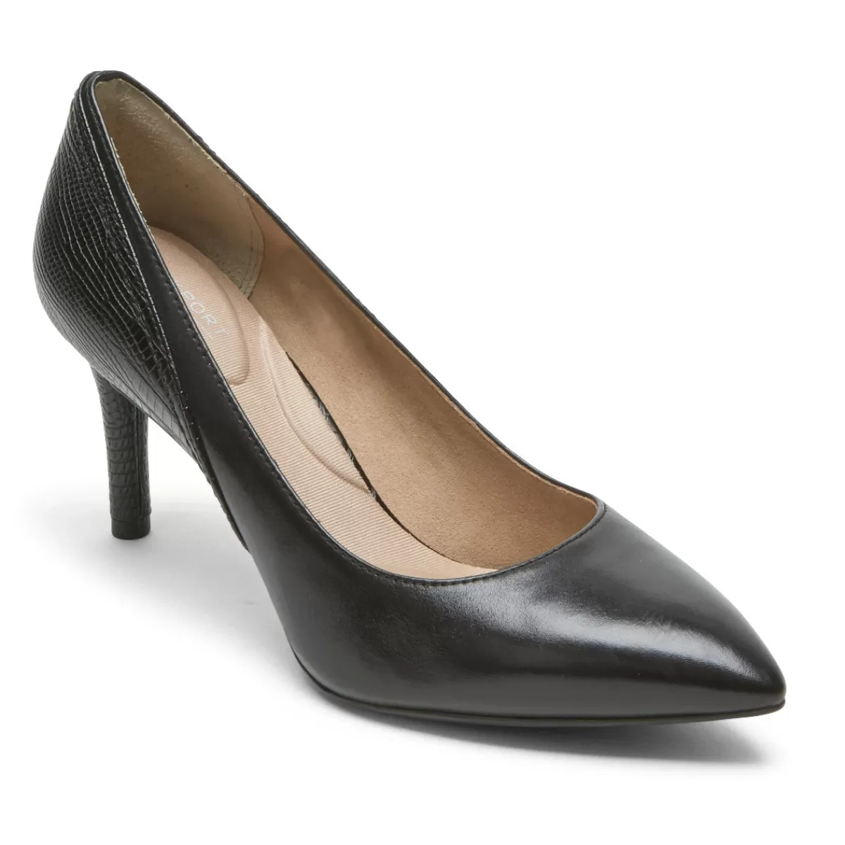 Saltos>Rockport Salto remendado feminino Total Motion 75 mm Preto/Lagarto