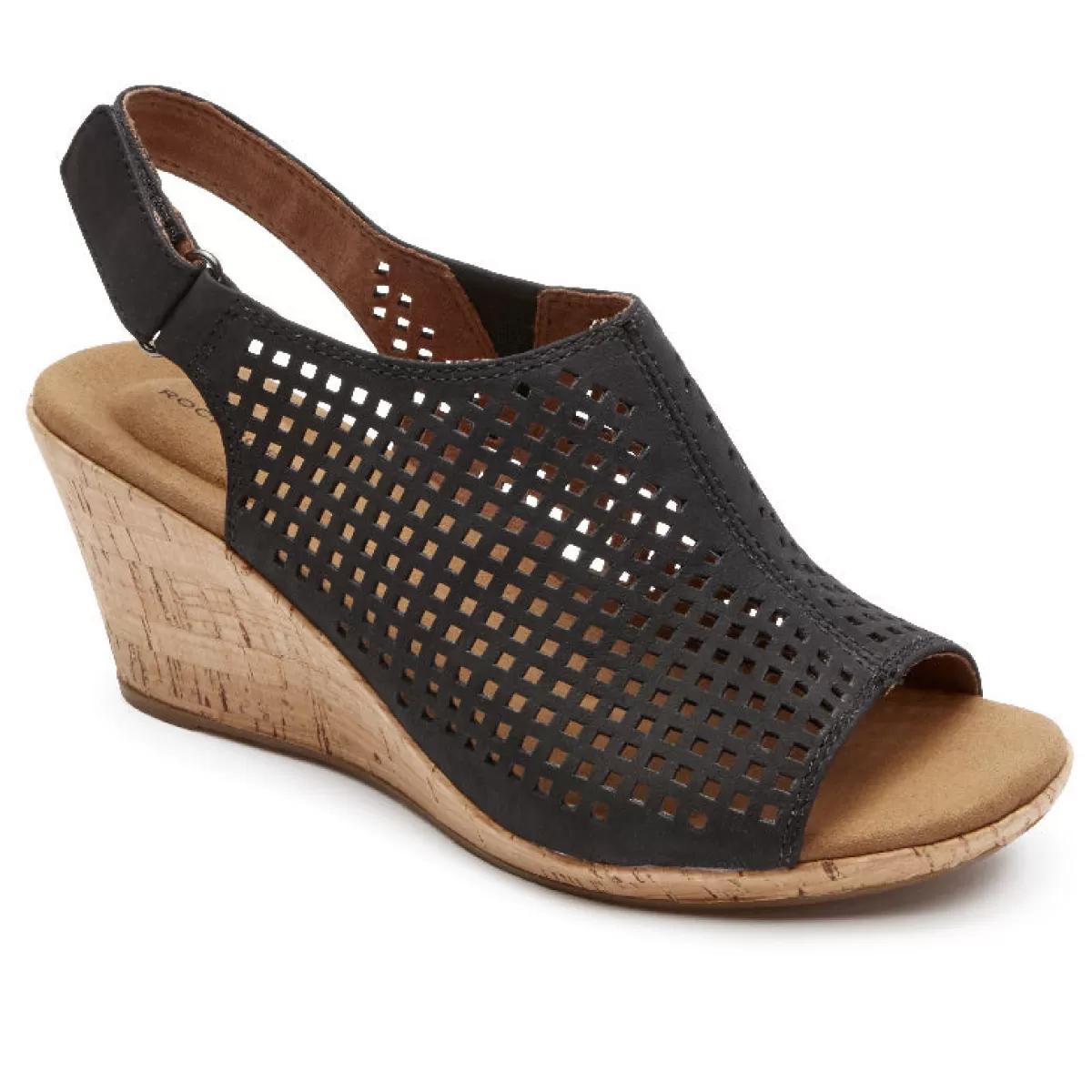 Sandálias E Cunhas>Rockport Sandália Feminina Briah Perfurada Slingback Nobuk preto