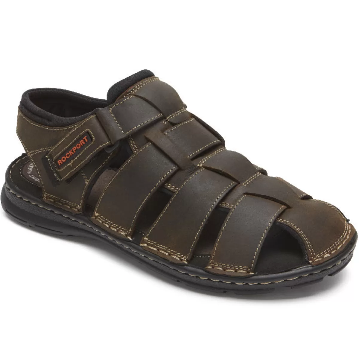 Sandálias>Rockport Sandália masculina Darwyn Fisherman Slingback Marrom Ii Lea