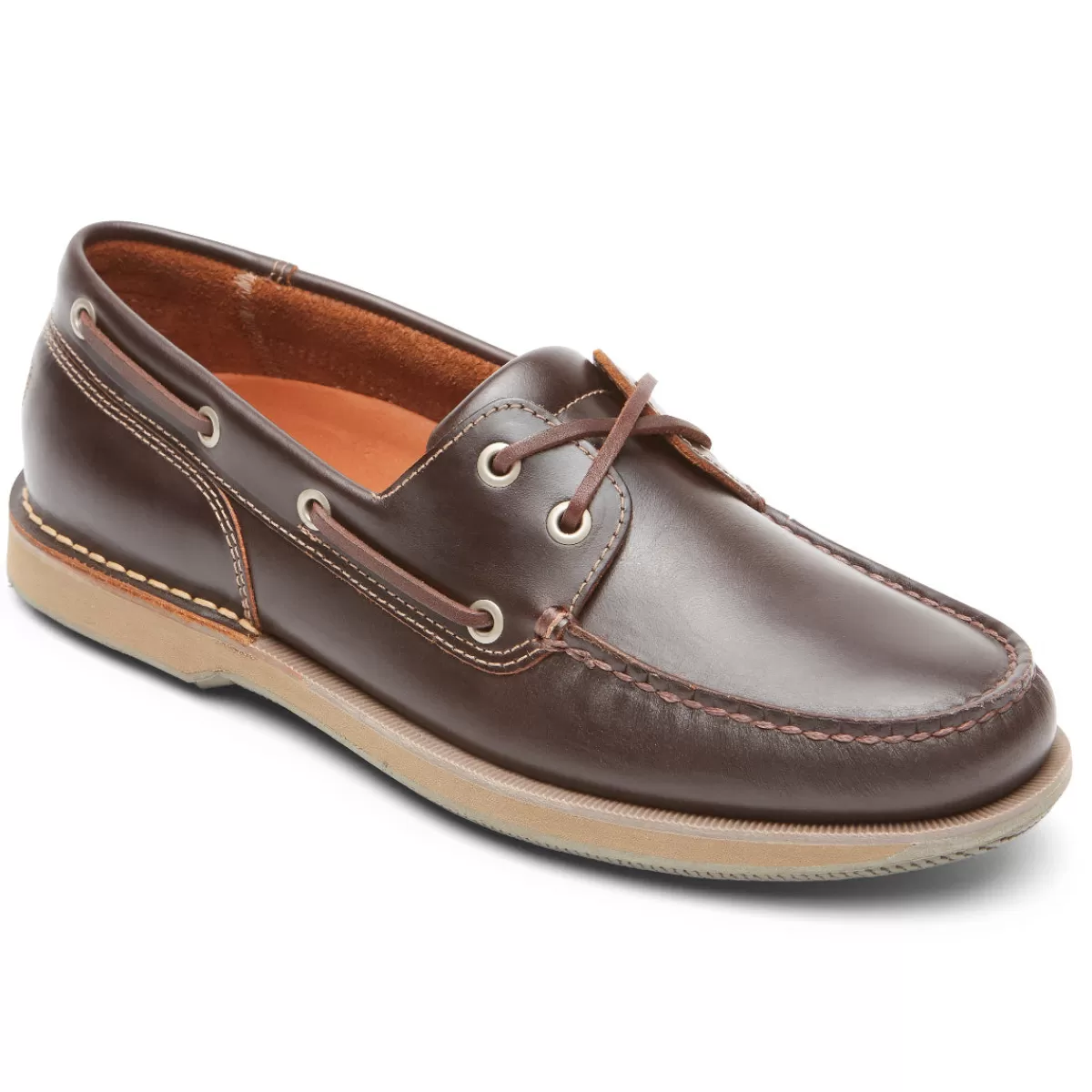 Sapatos De Barco>Rockport Sapato masculino Perth para barco Cera de Abelha/Castanho Escuro L