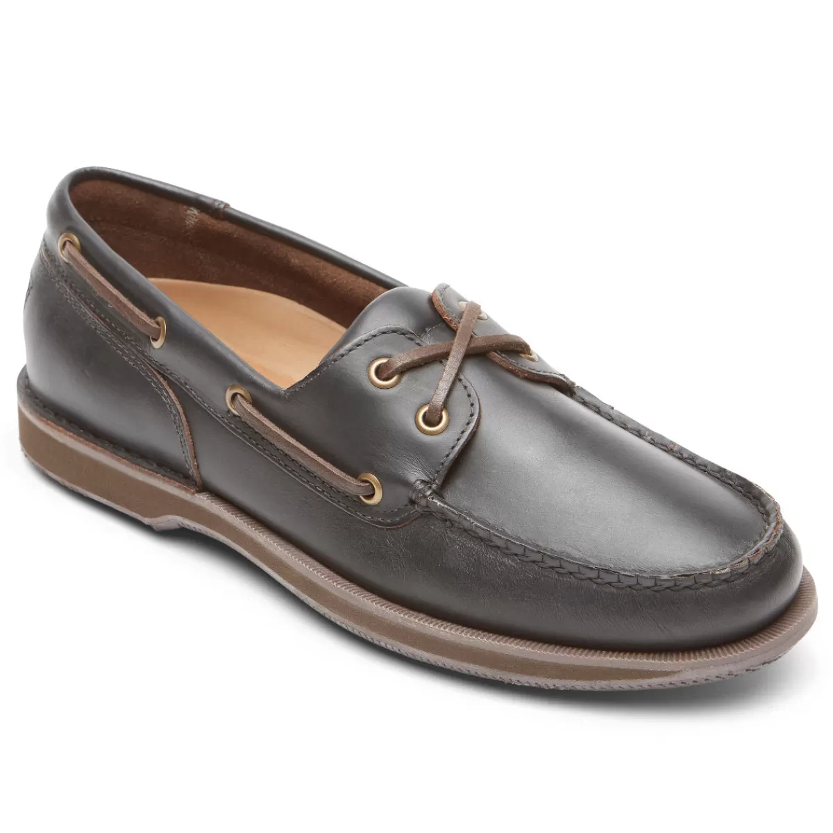 Sapatos De Barco>Rockport Sapato masculino Perth para barco Puxe para cima marrom escuro