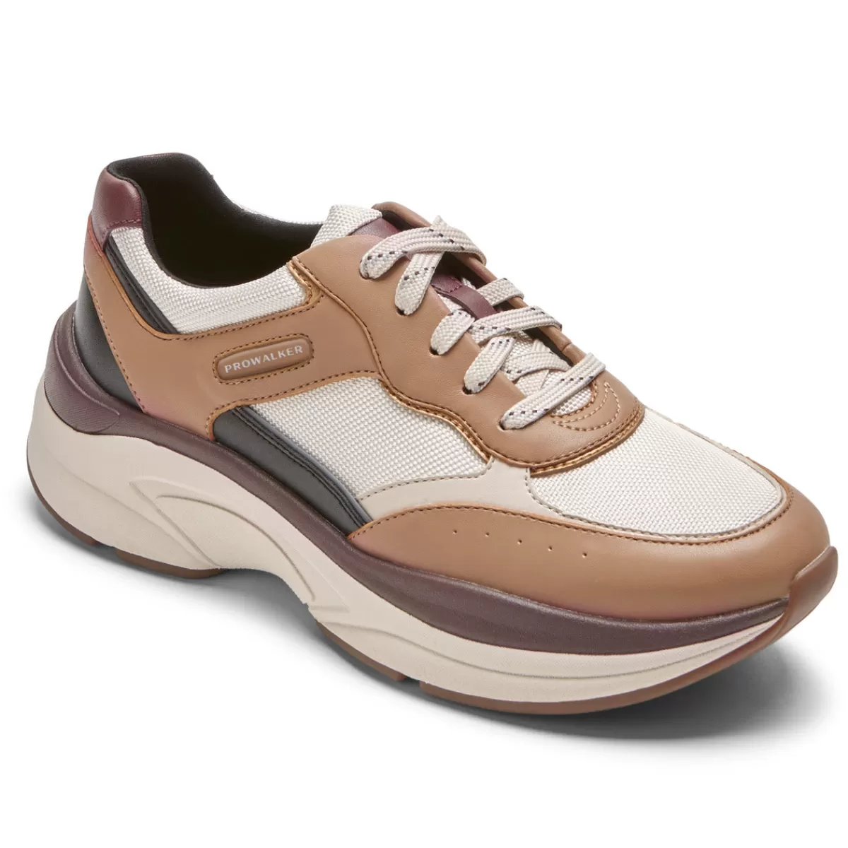 Tênis>Rockport Tênis Prowalker Eco Feminino Castanho/Preto Lthr/Têxtil Eco