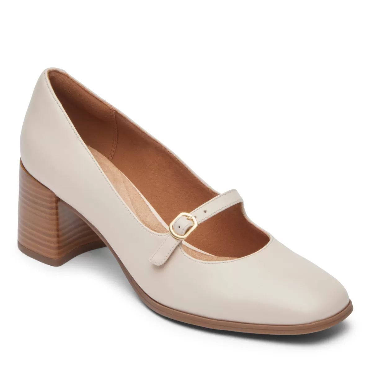 Saltos>Rockport Violetta Mary Jane Feminina Couro baunilha